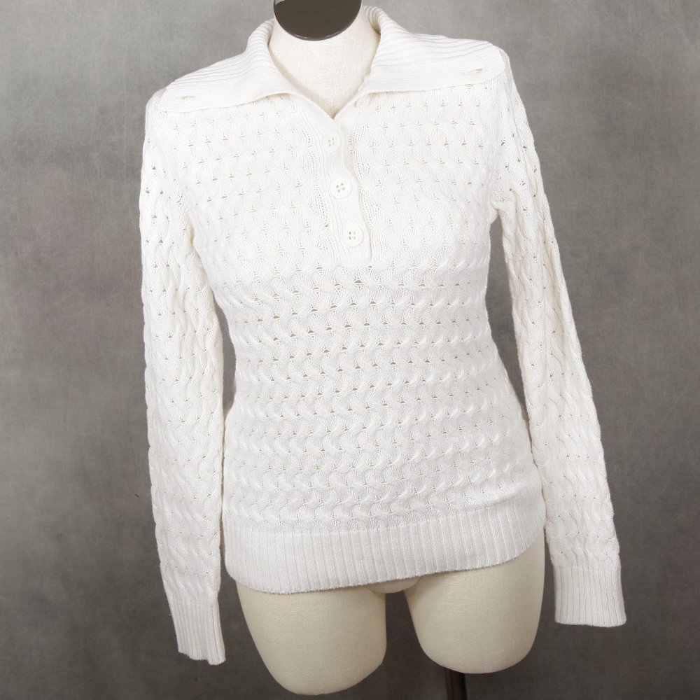 Liz Claiborne Cable Knit white pullover sweater